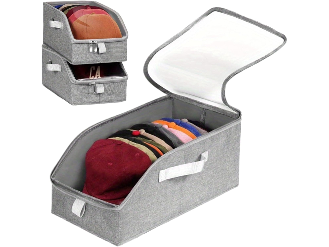 Caja para guardar gorras de béisbol, grande y compacta, con tapa, soporte para gorras con tapa transparente | Su Slowmoose