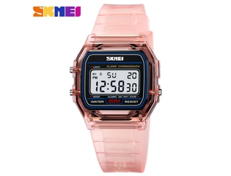 Relojes de pulsera deportivos impermeables electrónicos digitales multifuncionales Relojes para estudiantes-Rosa translúcido LUUCOZK
