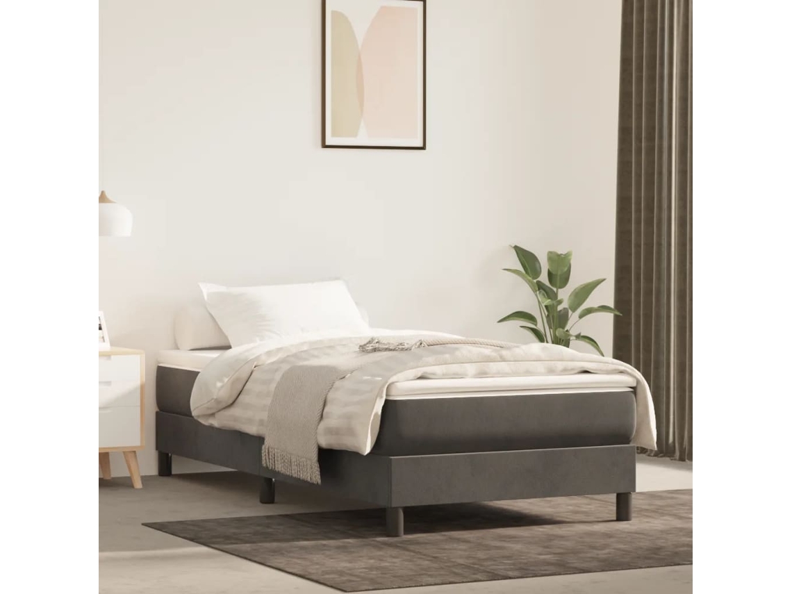 Estructura De Cama Sin Colchón Terciopelo Gris Oscuro 100x200cm