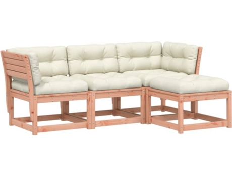 Conjunto 4 de muebles jardín VIDAXL y cojines madera abeto Douglas