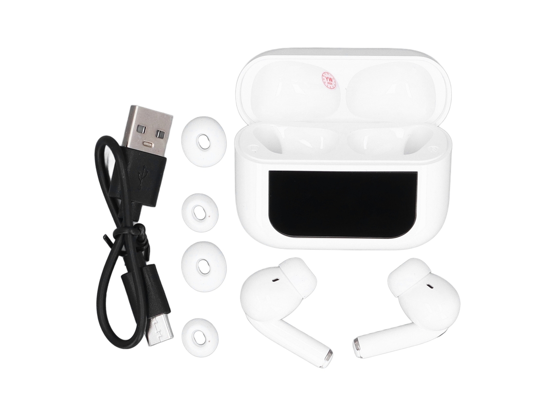 Fones De Ouvido Sem Fio Bluetooth 5.4 Com Estojo De Carregamento Tela Tática Hifi Cancelamento De Ruído Para Esportes Branco