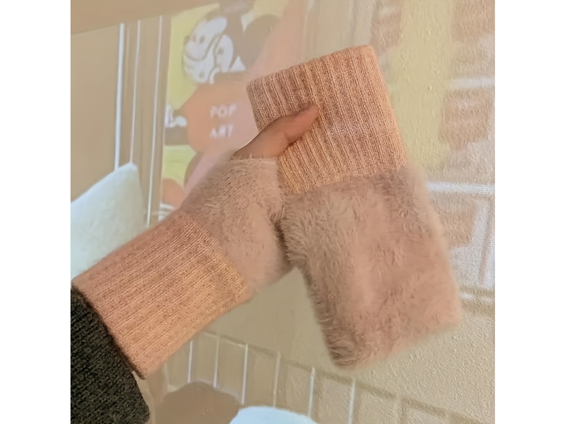 Guantes Unisex Para Pantallas Táctiles, Resistentes Al Viento Y Fabricados En Ante, Con Dedos Cortos: Ideales Para El Invierno. Multifuncion