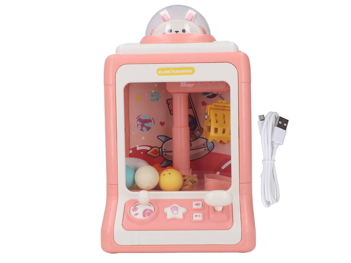 Ats-máquina De Peluches Con Luz Y Música Conejo Patsrón Espacial Mini Para Niños Color Rosa