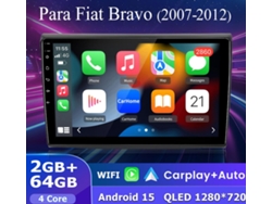 Gps Rádio Multimédia Android 15 Para Fiat Bravo 2007 2012 Android Auto Carplay Sem Fios 64gb Bt