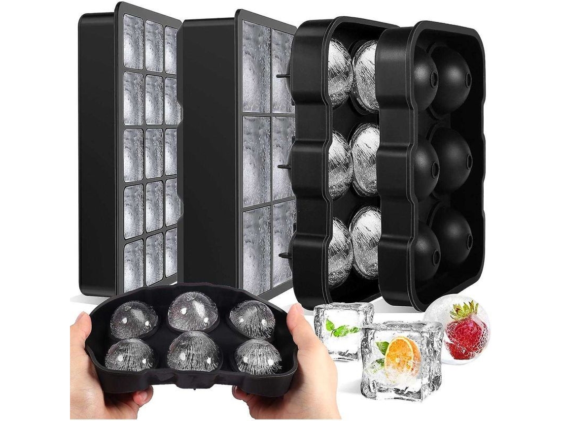 Molde De Hielo De Silicona 3 Piezas Con Tapa, Cubos Grandes Y Flexibles Para Bebidas Heladas Whiskey Cocktail