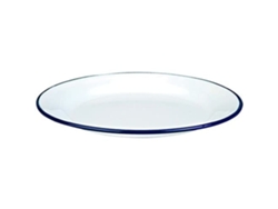 Plato llano esmaltado Ibili de 22 cm, acero inoxidable, blanco, apto para lavavajillas