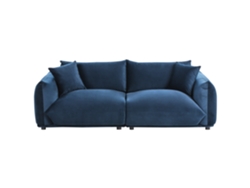 Beliani Guantes Sofá 3 Plazas Terciopelo Azul 220x104x75