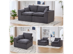Sofá De Tela 2 Plazas - Minimalista, Cómodo Y Con Cojines - Gris Oscuro