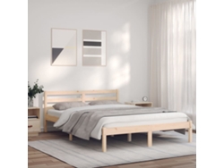 Marco de Cama King Madera de Pino Macizo Marrón (150x200cm)
