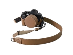 Estuche de cuero para cámara Olympus OM DE M10 Mark IV con tapa de lente y correa para el hombro Facpoet