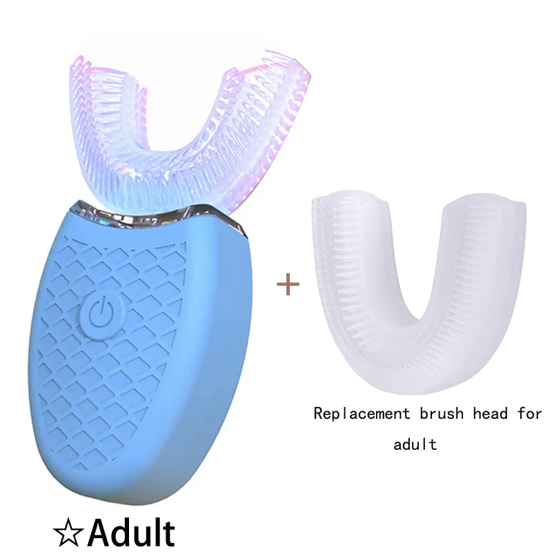Cepillo de dientes eléctrico automático para adultos, ultrasónico de 360° con cabezal de repuesto Gertiz (azul)
