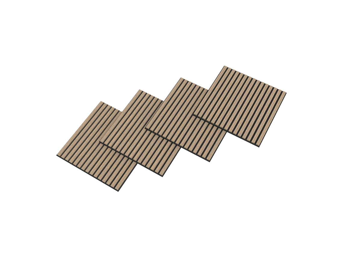 Conjunto de 12 paneles acústicos Vang 3D, 4,32 m², lamas lineales - nogal claro, Neu.holz