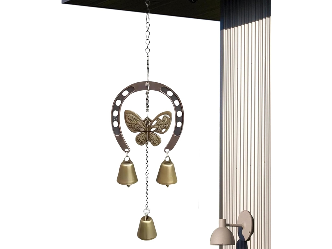 Campana De Viento Para Exteriores, Relajante Molinillo De Hierro Con Campana, Decoración De Mariposa Y Caballo Para El