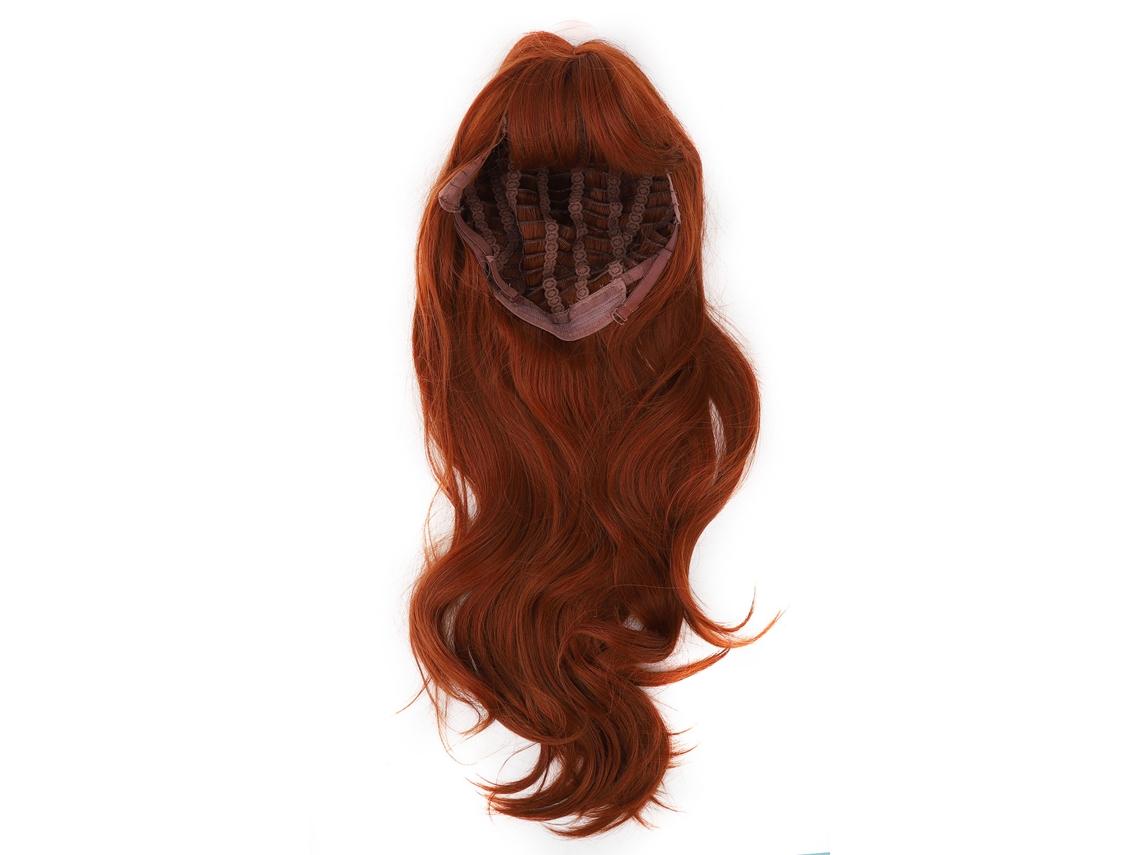 Peluca sintética larga, rizada y de color marrón rojizo para cosplay femenino.