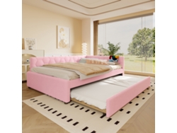 Sofá Cama De 140x200 Cm Con Led, Lámpara De Noche, Cama Nido, Usb, Tipo-c, Rosa