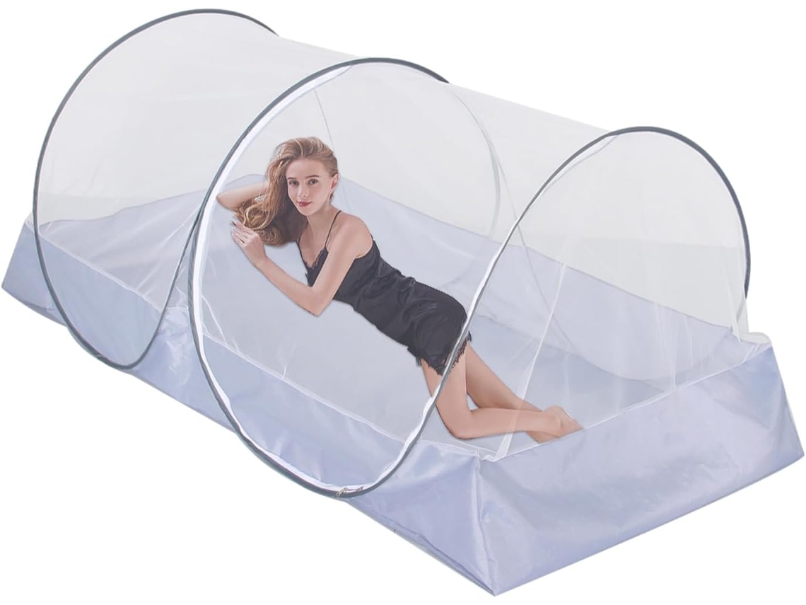 Mosquitera De Viaje, Poliéster, 200 X 100 X 73 Cm, Plegable, Para Camas, Viajes Y Camping, Con Cremallera Lateral Y