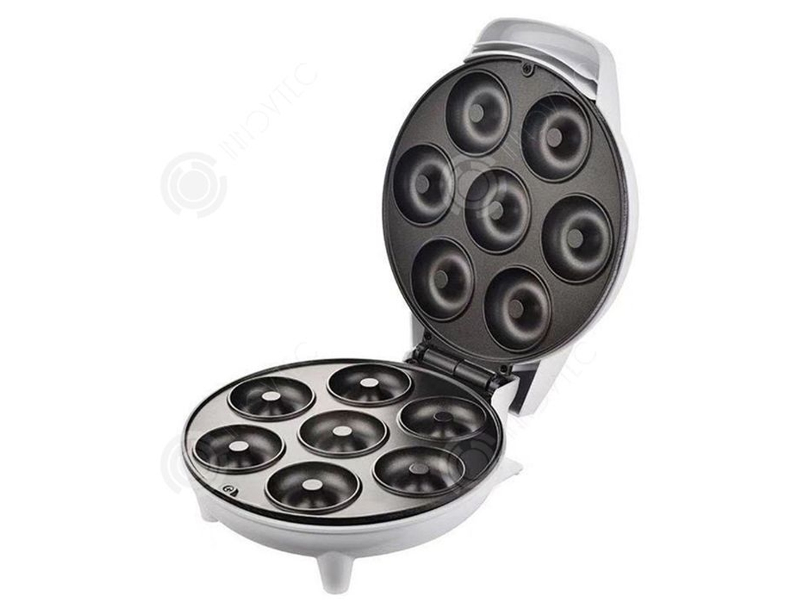 Máquina para hacer donas Inn, con capacidad para 7 donas, con revestimiento antiadherente grueso y distribución uniforme del calor, ideal para hornear en casa.