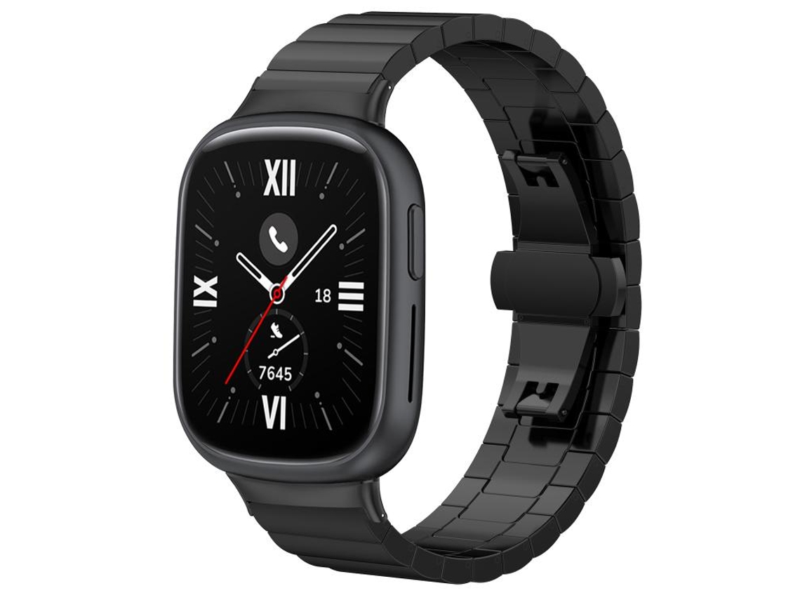 Bracelete Para Honor Watch 4 - Aço Inoxidável - Textura De Bambu (20mm) Preta