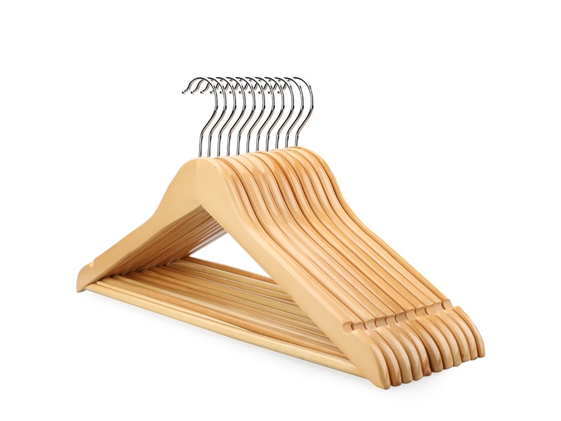 10 Ganchos De Madera Giratorios De 360° Con Barra Antideslizante.