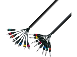 Cable de Audio ADAM HALL (RCA - Jack 6.3mm - 3 m - Negro)