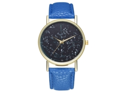 Reloj Analógico De Cuarzo Para Mujer Y Hombre Con Correa De Pu Azul Real