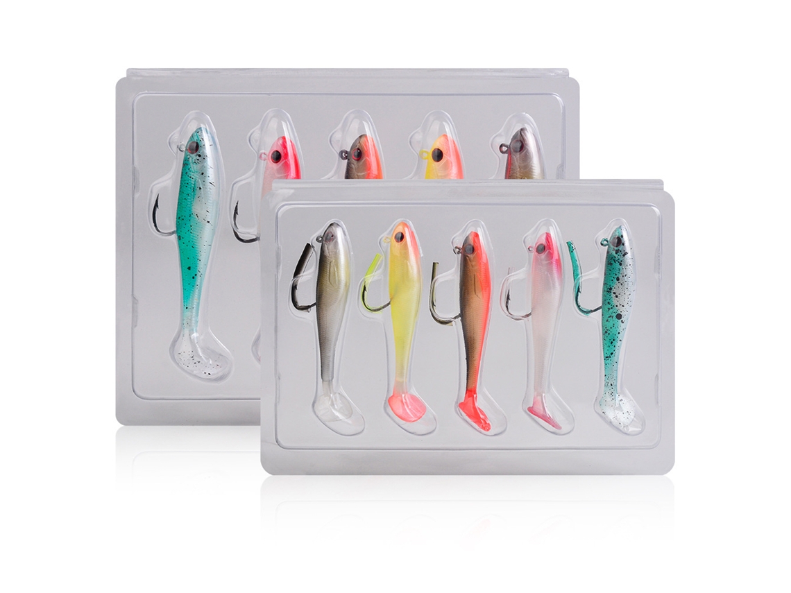 5pcs Señuelo De Pesca Con Anzuelo Simple Cola T Jig Head Blanda Sumergible Bait