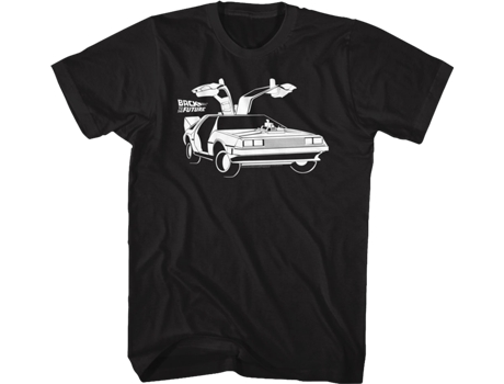 Camiseta Unisexo DEEPSTONE DeLorean Doors Back To The Future Negro (M)