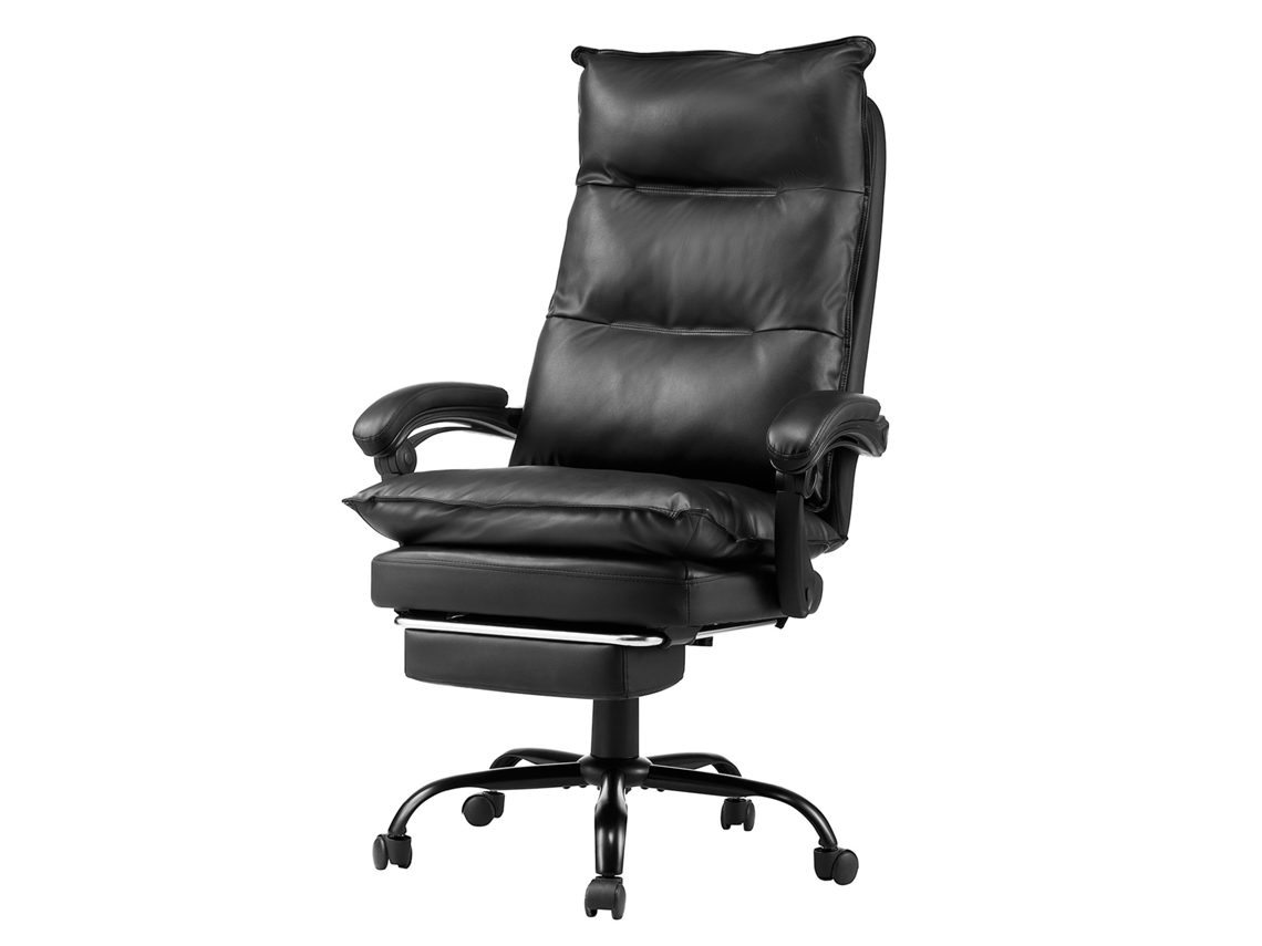 Silla de oficina Succebuy con respaldo, reposapiés, cojín lumbar y altura ajustable.