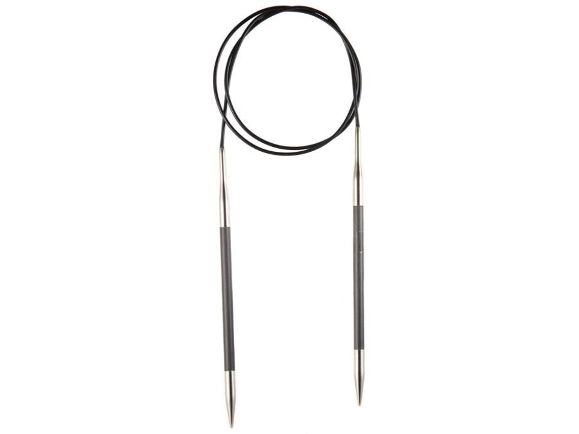 Agujas circulares fijas Knitpro Karbonz 80 cm 3,75 mm Negro y Plata