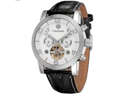 Reloj Mecánico Automático Exquisito De Negocios Para Hombres Forsining Plata Blanca