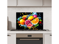 Panel antisalpicaduras para cocina - Frutas - Graffiti - Colorido - Naranja - Fresa - Abstracto 60x40 cm