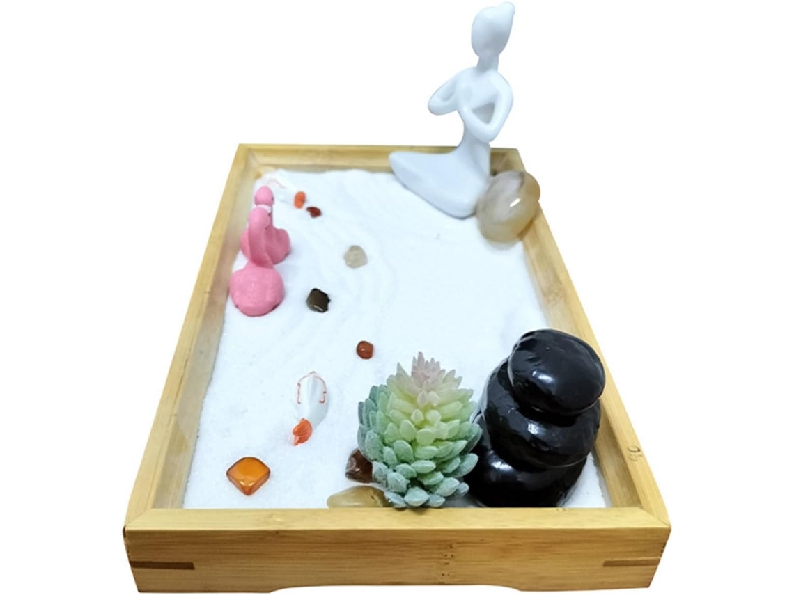 Kit De Jardín Zen En Miniatura De Estilo Japonés, Decoración De Arena Para Escritorio Y Mesa Para Yoga Y Relajación.