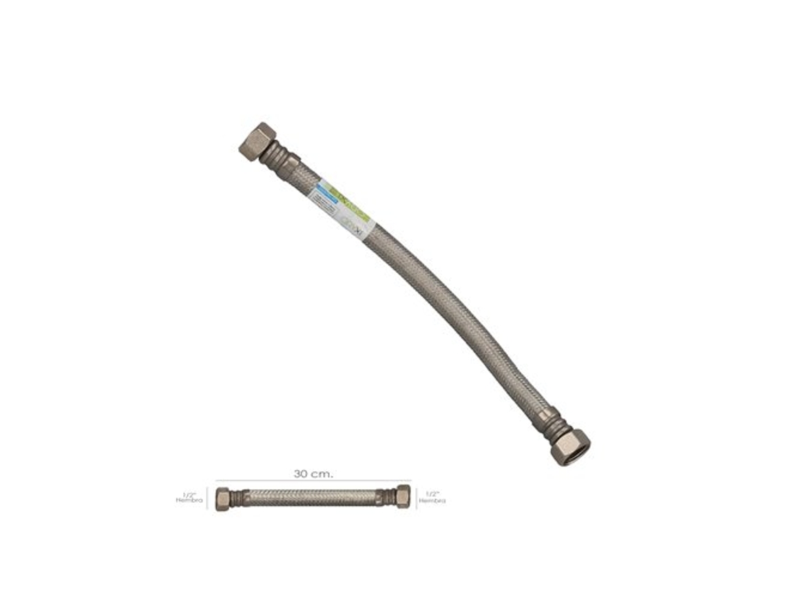 Latiguillo Flexible Reforzado Acero Inoxidable Termo Hembra 1/2 - Hembra 1/2 Longitud 300 Mm