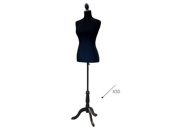 Maniquí de costura ajustable de 130 a 168 cm, trípode de madera negro.