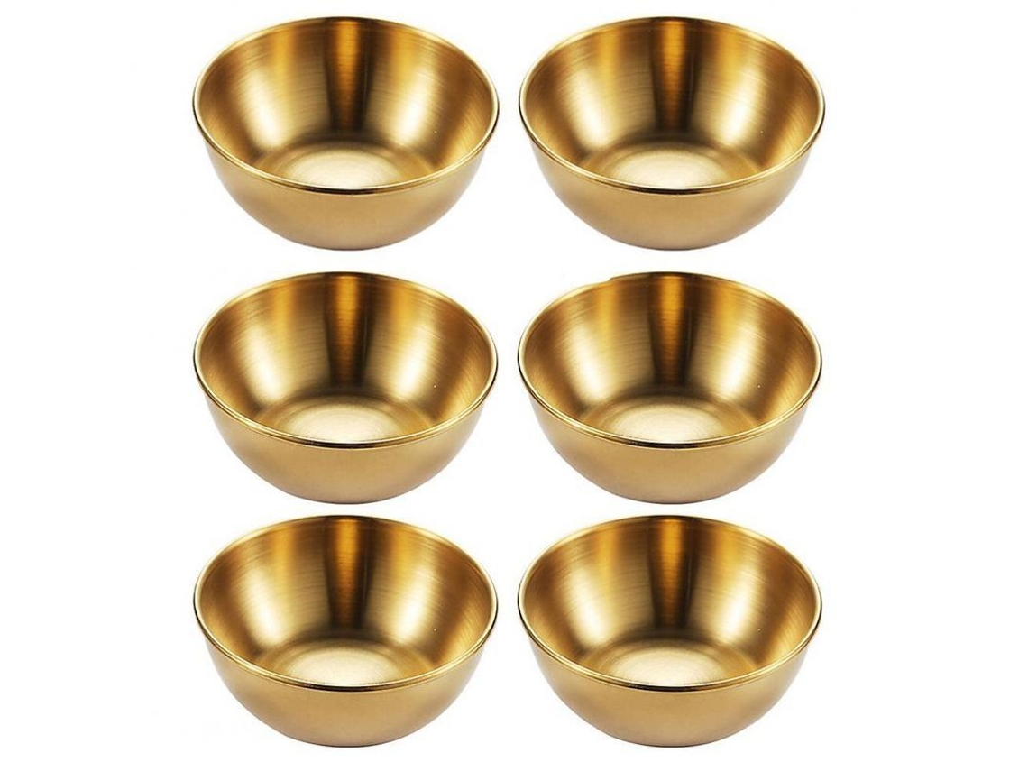 2026da-6 Platos De Salsa De Acero Inoxidable Antirustico Para Condimentos Dorado Hqu 8x8x2.5cm Dorado