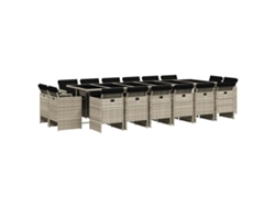 Maison Exclusive - Set Comedor Jardín Y Cojines 17 Pzas Ratán Sintético Gris Claro