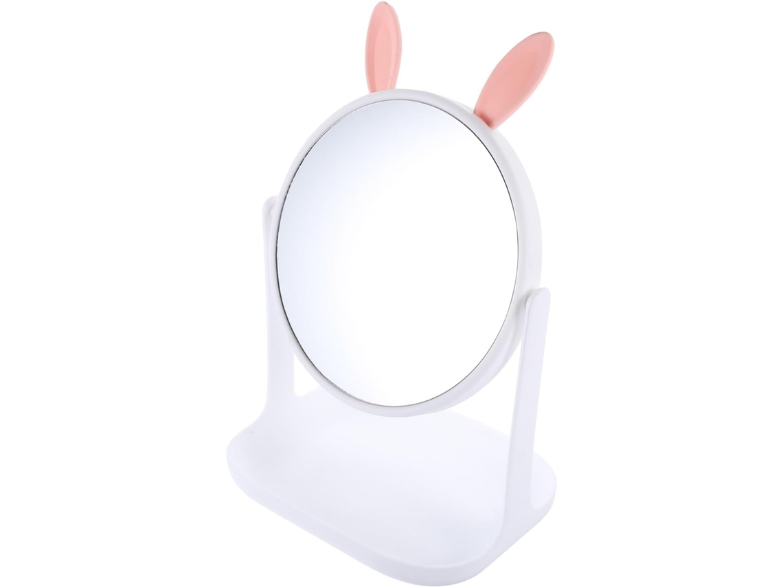 Espejo De Maquillaje Décoratif Bureau Rond Blanco Cosmétique Rotatif Oreilles Chat Hd Pour Fille