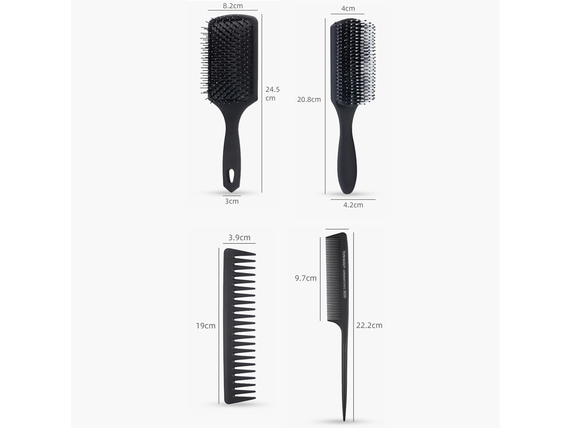 Vlrla-4pcs Cabelo Brushes Conjunto Para Reto, Long, Thick Curly Cabelo