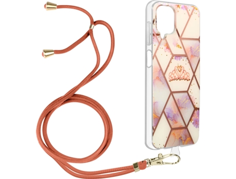 Funda Samsung Galaxy A12 AVIZAR Geométrico con Correa (Rosa)