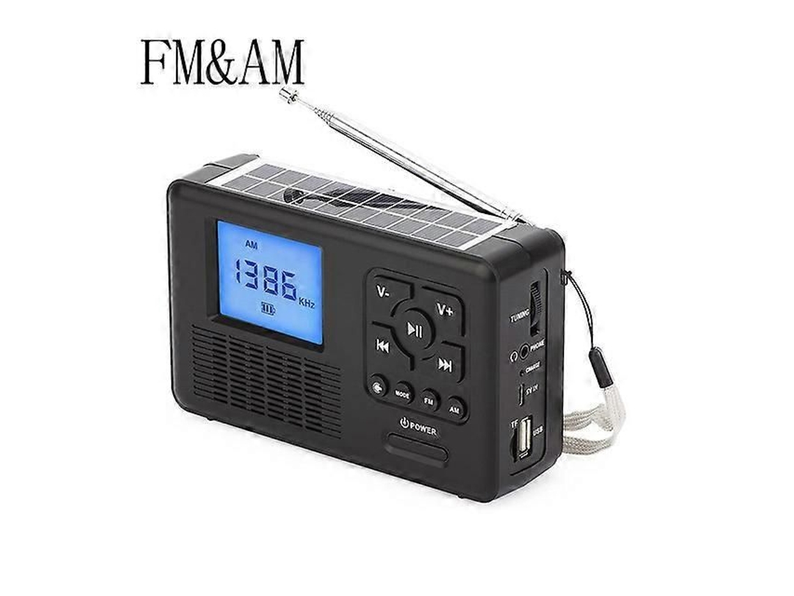 Radio portátil GOKOCO Luxora con manivela, alimentación solar y linterna.