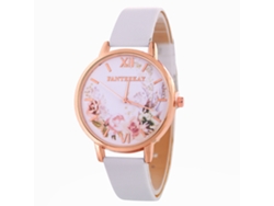 Reloj De Pulsera De Cuarzo Para Mujer Con Correa De Pu, Estilo Moderno, 3,9 Cm De Diámetro, Blanco.