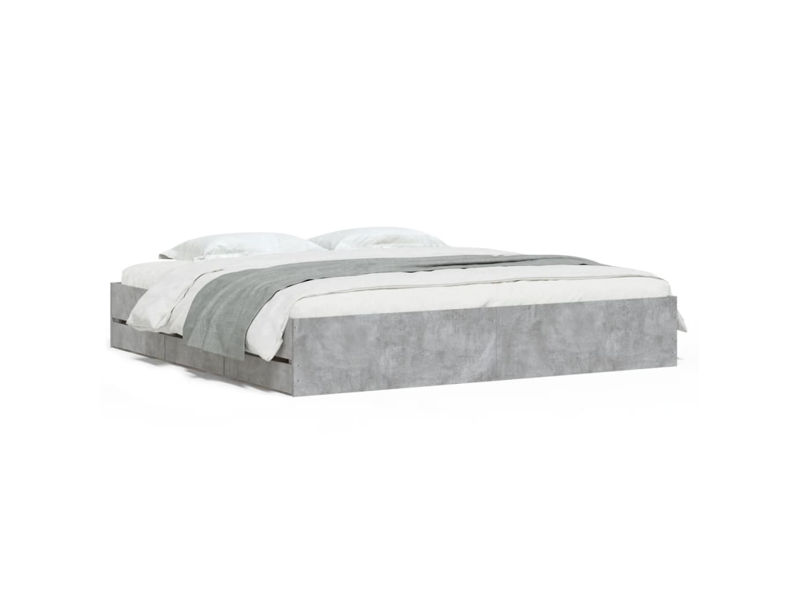 Maison Exclusive - Cama Con Cajones Madera Ingeniería Gris Hormigón 160x200 Cm