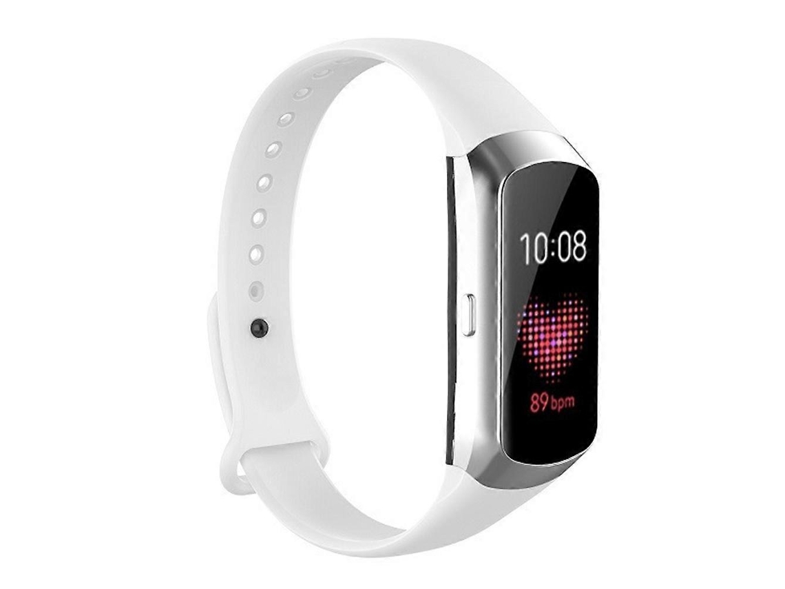 Pulsera de silicona brillante con botones para Samsung Galaxy Fit SM-R370 (blanca)