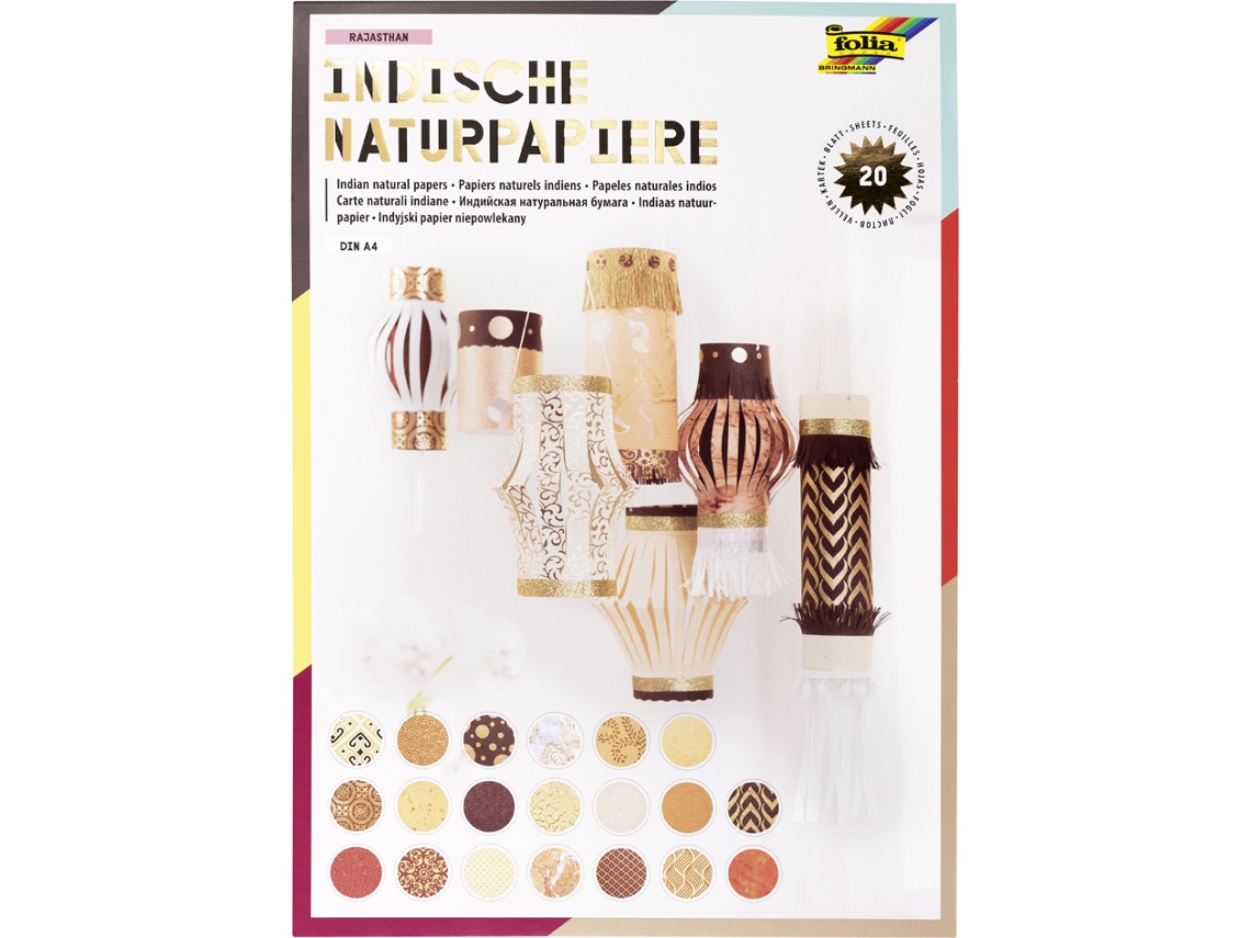 Bloc de Papel FOLIA Natural Rajasthan Din A4 20 Hojas