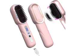 Plancha de pelo inalámbrica Plancha de pelo portátil con calefacción para viajes Mini plancha de pelo iónica caliente Rosa YEMAESRE