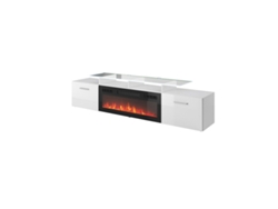 Mueble de TV CAMA MEBLE ROVAKOM BI/BI Blanco Transparente Laminado Plástico Madera MDF Aglomerado 190x48x37 cm