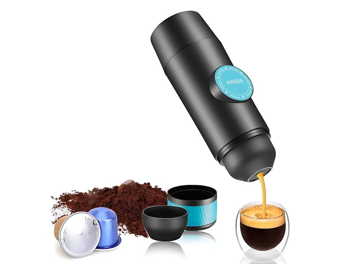 Cafetera portátil 2 en 1 con bomba eléctrica, extracto, concentrado, cápsulas de polvo, doble uso, azul Bestvite