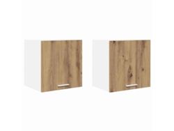 Conjunto de 2 armarios de pared con puertas, hechos a mano en roble y blanco, EXCLUSIVO DE LA CASA