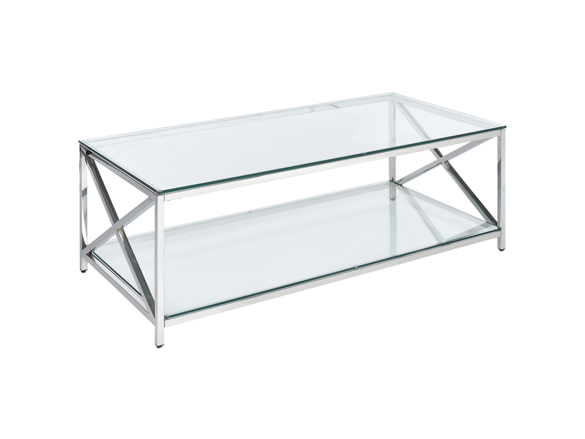 Mesa auxiliar BELIANI Audet de Vidrio templado Plateado 120x60x40