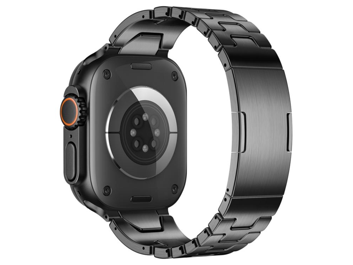 Correa XIAOMOYU de acero inoxidable para Apple Watch de 44/45/46/49 mm con cierre de mariposa y sistema de liberación rápida tipo H, color gris titanio.